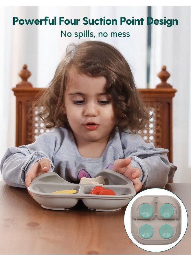 BABELIO Powerful Suction Plates for Baby and Toddler, 100% Food Grand Silicone, Divided, BPA Free, Microwave & Dishwasher Safe, Stay Put, 3 Pack - Image 4