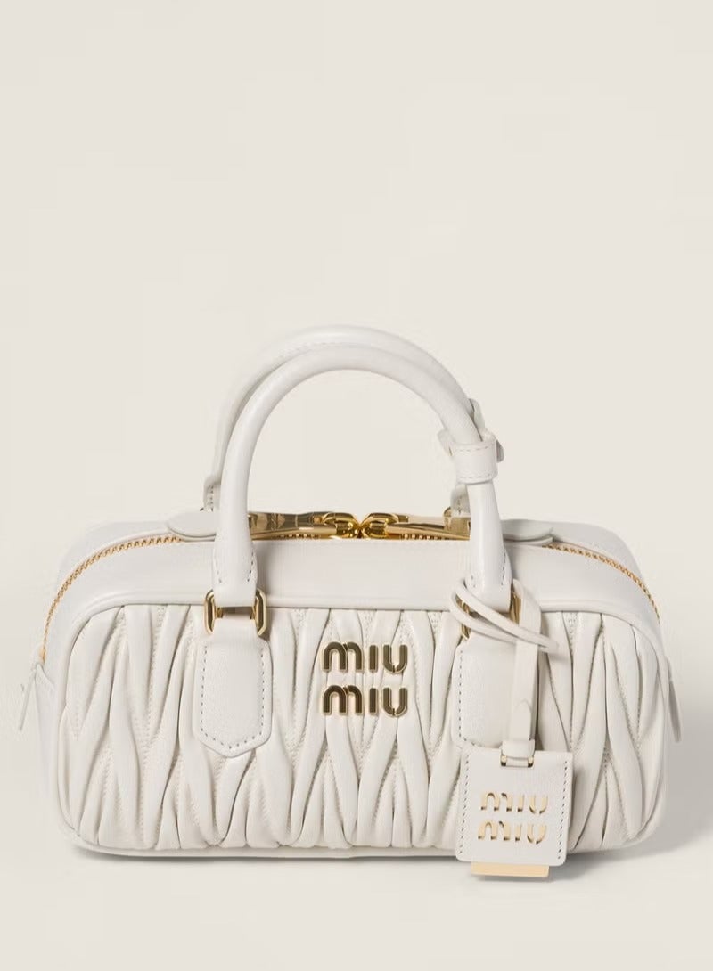 مياو مياو حقيبة أركاديا ماتيلاسيه نابا للنساء، حقيبة توت للنساء، حقيبة كتف للنساء، حقيبة كروس للنساء، حقيبة يد نسائية، أبيض - Image 1