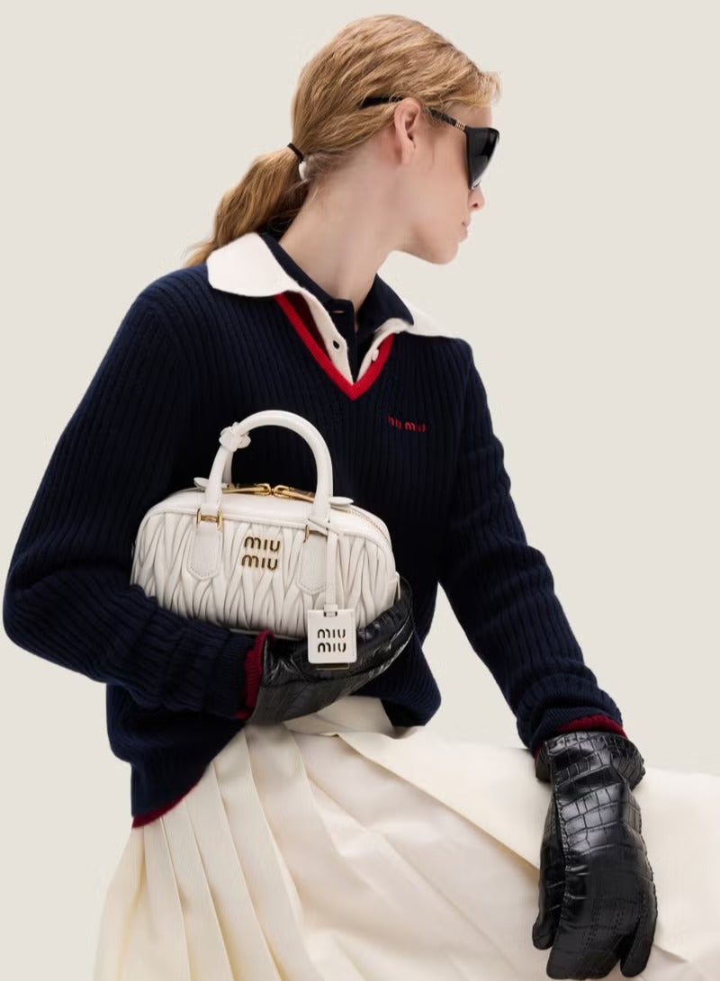 مياو مياو حقيبة أركاديا ماتيلاسيه نابا للنساء، حقيبة توت للنساء، حقيبة كتف للنساء، حقيبة كروس للنساء، حقيبة يد نسائية، أبيض - Image 2