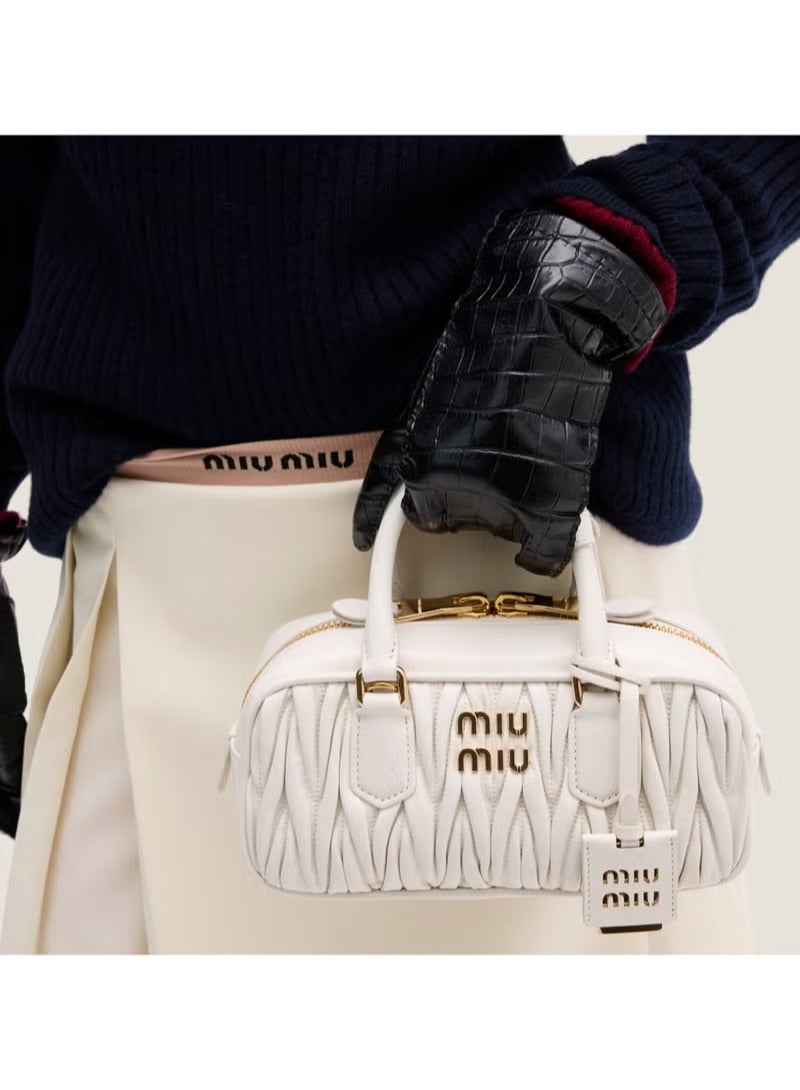 مياو مياو حقيبة أركاديا ماتيلاسيه نابا للنساء، حقيبة توت للنساء، حقيبة كتف للنساء، حقيبة كروس للنساء، حقيبة يد نسائية، أبيض - Image 3
