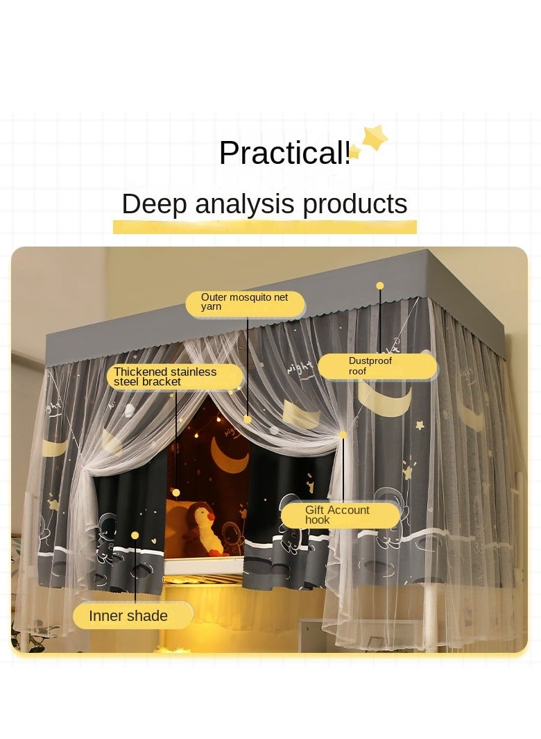 Bluejw Upper Deck Single Bed Curtain Privacy Bed Tent With Stand And Mosquito Net - Image 2