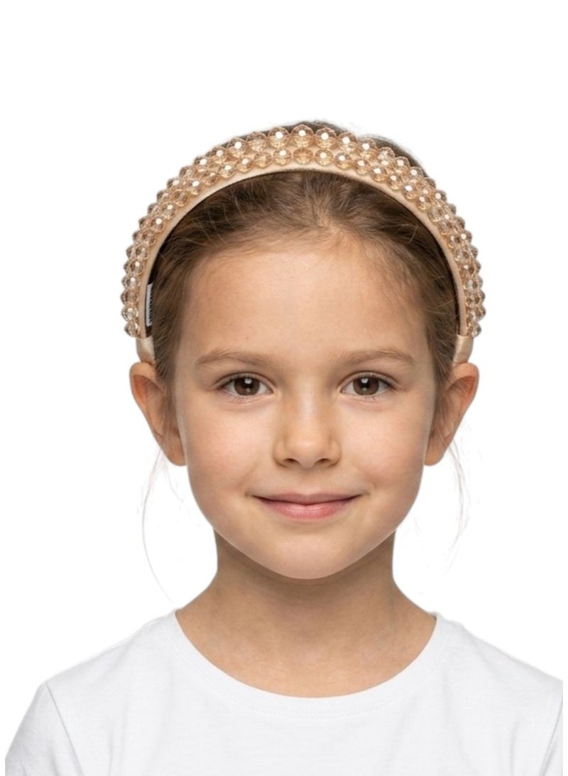 Bidani Beaded Delicate Crystal Hairband - Champagne - Image 1