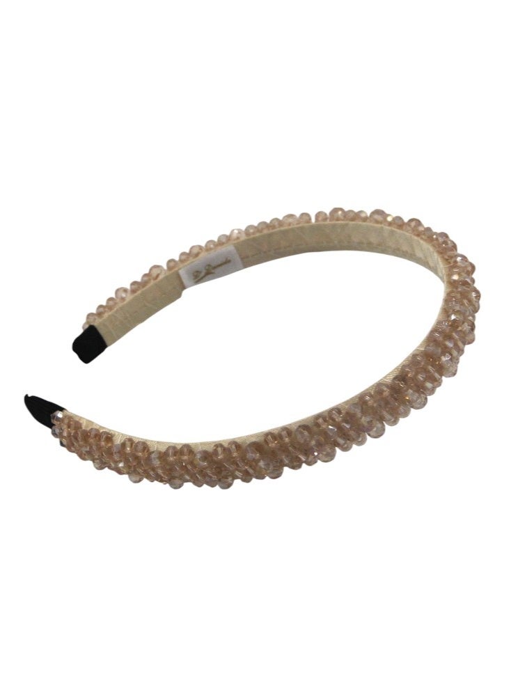 Bidani Beaded Delicate Crystal Hairband - Champagne - Image 2