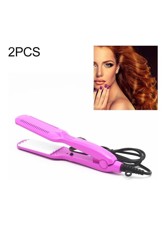NIBEMINENT 2-Piece 220V Professional Ceramic Corrugated Curling Iron Pink - Image 1