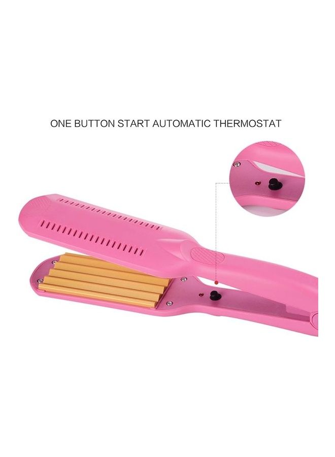 NIBEMINENT 2-Piece 220V Professional Ceramic Corrugated Curling Iron Pink - Image 4