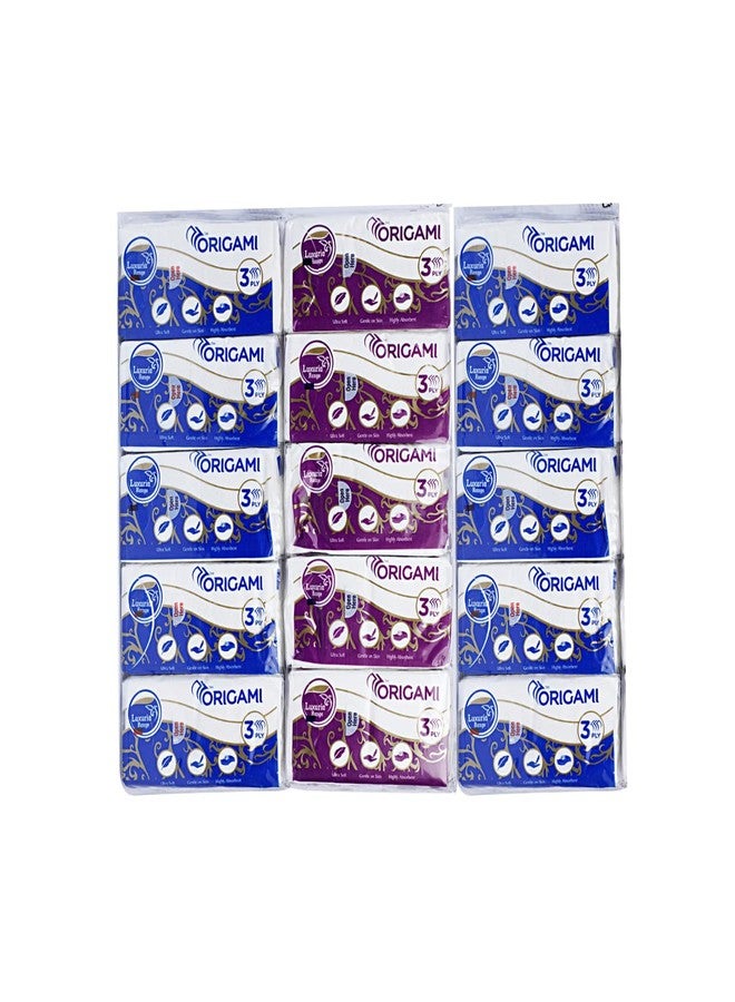Origami 3 Ply Pocket Hanky Tissue Paper - Pack of 30 (10 Pulls Per Roll, 300 Sheets) - Image 1