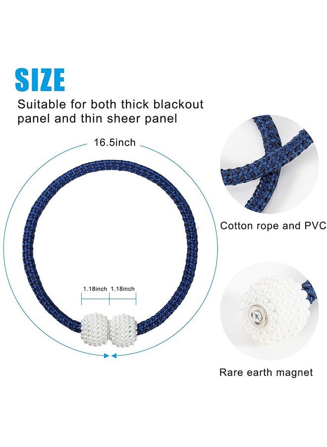 Home-Cloud رباط ستائر مغناطيسي HomeCloud - حبل زخرفي لستائر النوافذ باللون الأزرق الداكن (1 زوج 2 قطعة) - Image 2