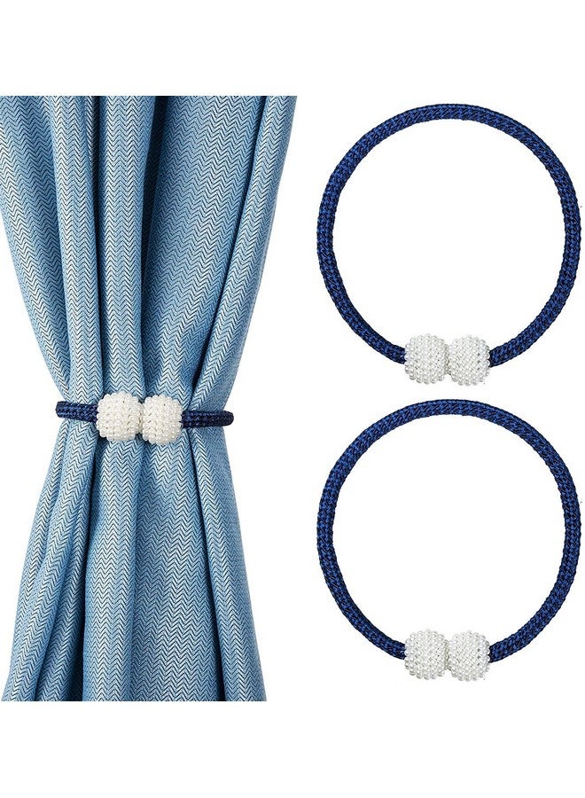 Home-Cloud رباط ستائر مغناطيسي HomeCloud - حبل زخرفي لستائر النوافذ باللون الأزرق الداكن (1 زوج 2 قطعة) - Image 1