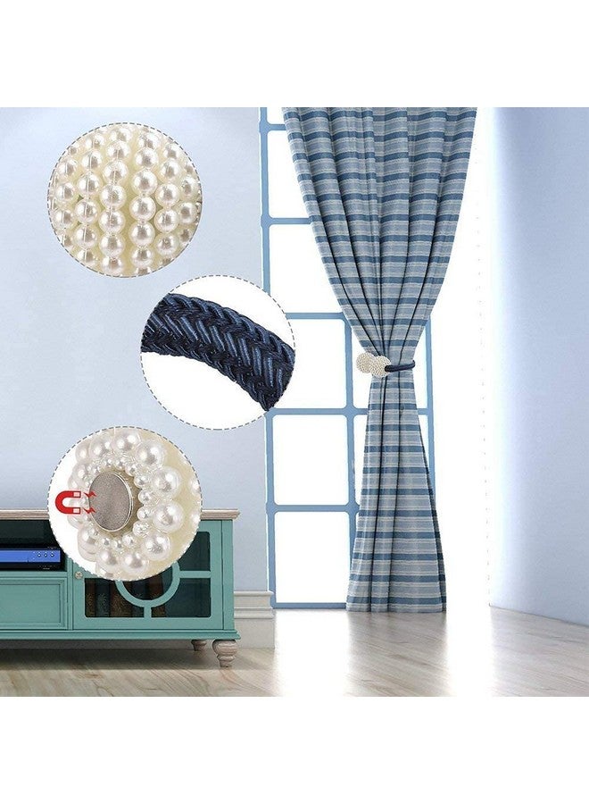 Home-Cloud رباط ستائر مغناطيسي HomeCloud - حبل زخرفي لستائر النوافذ باللون الأزرق الداكن (1 زوج 2 قطعة) - Image 3