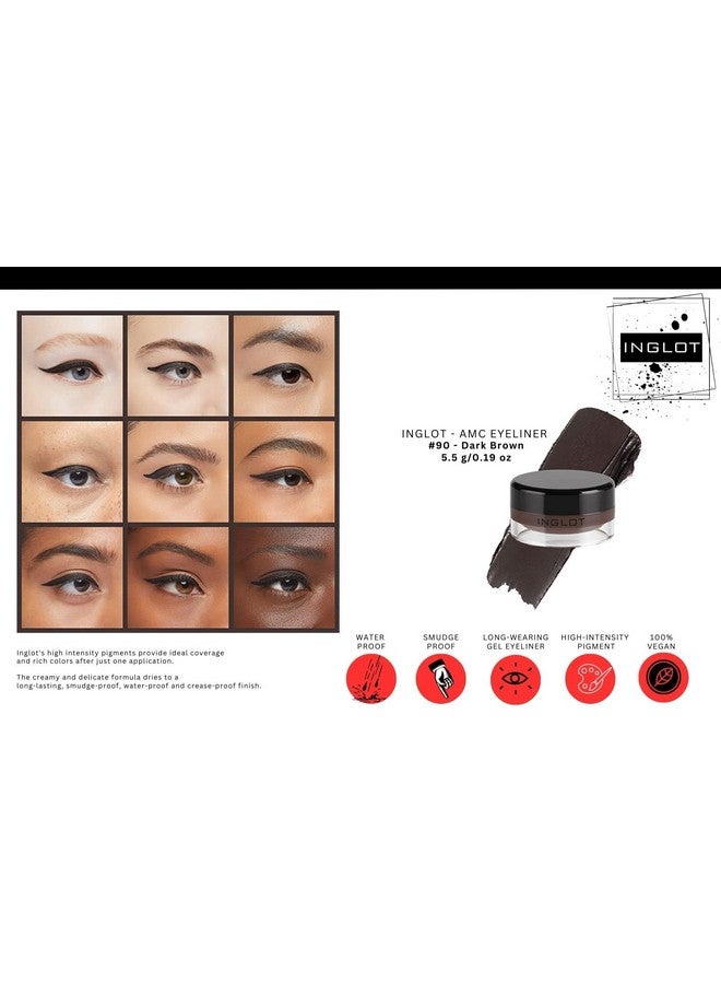 INGLOT Eyeliner Bundle - AMC Eyeliner Gel 90, AMC Eyeliner Gel 77 and Brush 30T (3-piece) - Image 4