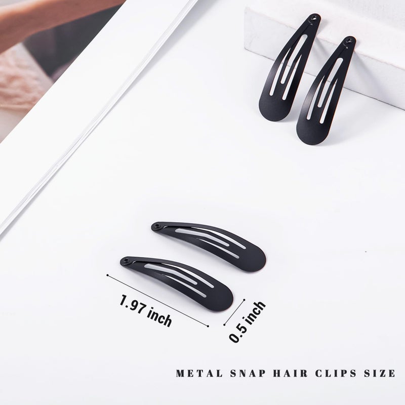 Cptots 48 PCS Small Metal Barrettes For Women Non Slip Water Drop Snap Clips For Thick Thin Fine Hair Classic Accessories,Black,1.97 x 0.5 In - Image 2