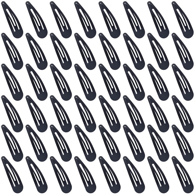 Cptots 48 PCS Small Metal Barrettes For Women Non Slip Water Drop Snap Clips For Thick Thin Fine Hair Classic Accessories,Black,1.97 x 0.5 In - Image 1