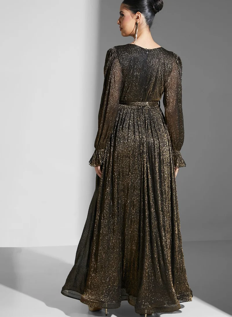 Golden Apple Tie Detail Tiered Dress