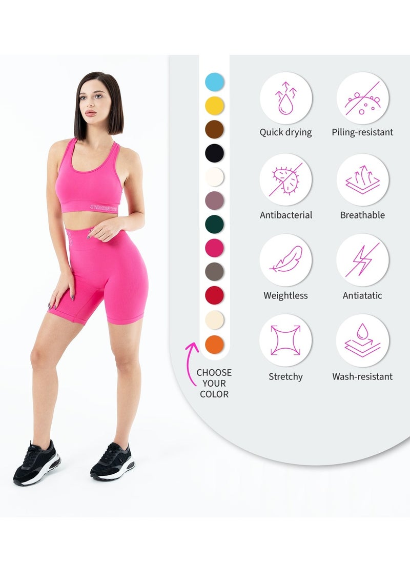 Bernessi Turkiye Nylon High Support Sports Bra for Women Comfortable Ladies Bra Top for Yoga Workout Fitness Gym Running Exercise Dance Athletic Magenta Pink  - Image 5