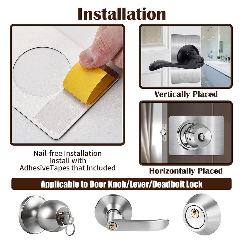 MOSECYOU Door Reinforcement Plate, Door Lock Repair Plate, Door Knob/Lever/Deadbolt Fixing Filler Cover Plate, Satin Thickened (2PCS) - Image 5