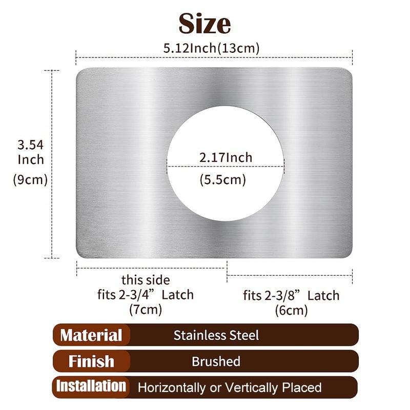MOSECYOU Door Reinforcement Plate, Door Lock Repair Plate, Door Knob/Lever/Deadbolt Fixing Filler Cover Plate, Satin Thickened (2PCS) - Image 2