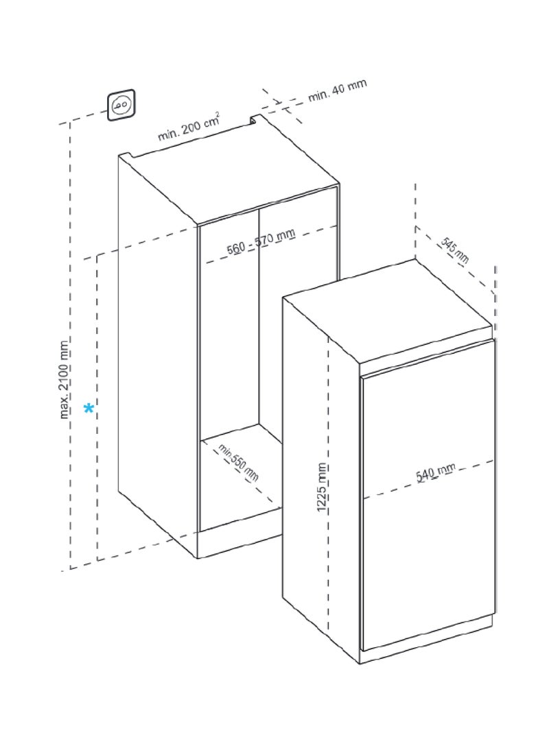 CM 2400 Built-in Combi Fridge, A+ Energy Class, 4-Star Freezer, 175L Fridge & 175L Freezer Capacity, Static Refrigeration, Dairy Rack, Egg Holder, Removable Safety Glass Shelves, Crisper - Image 2