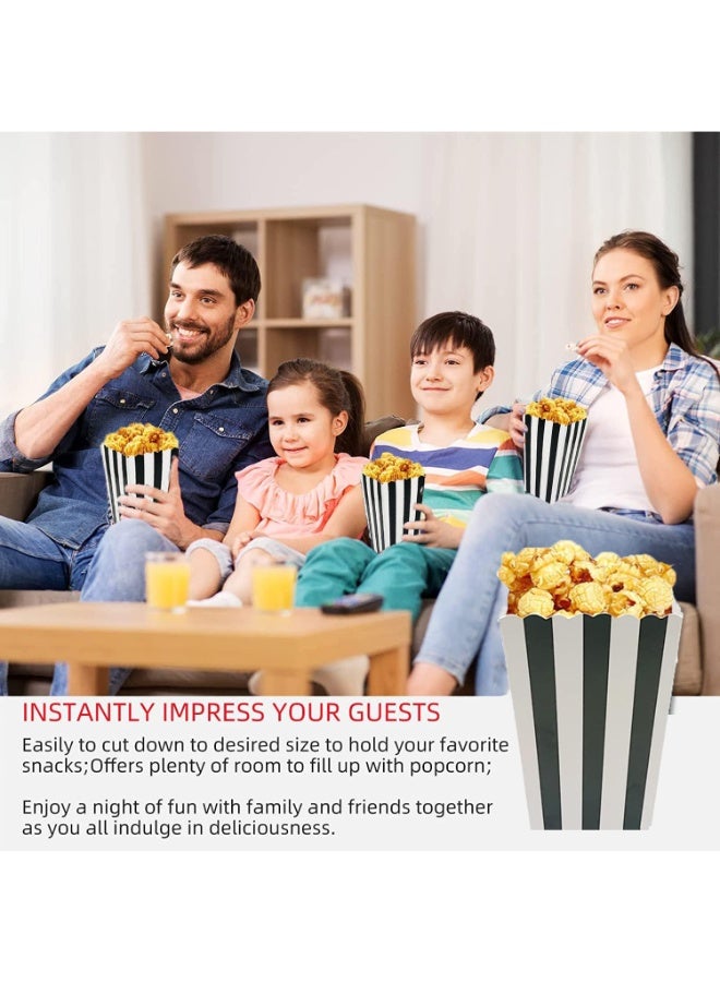 DUNISO 30 Pcs Popcorn Boxes，Mini Paper Popcorn Box，Cardboard Popcorn Container，High Capacity，Easy Assembly，for Popcorn, Chips, Candy，White&Black - Image 4