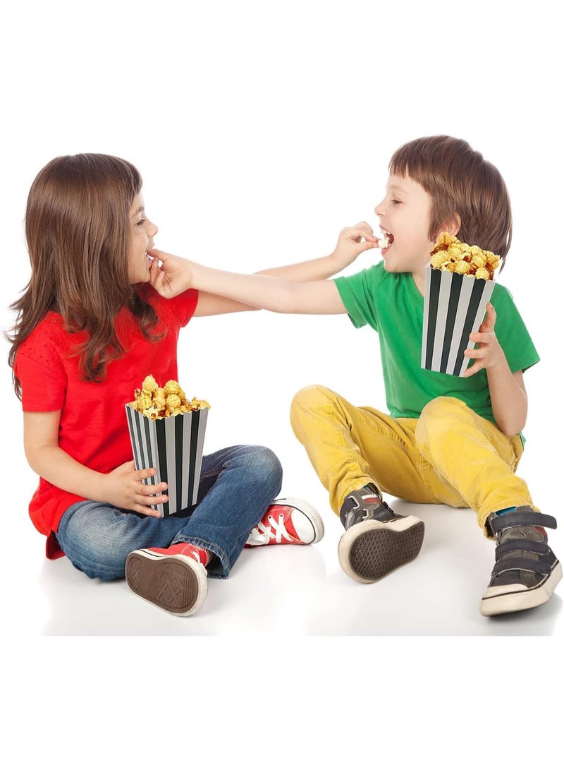 DUNISO 30 Pcs Popcorn Boxes，Mini Paper Popcorn Box，Cardboard Popcorn Container，High Capacity，Easy Assembly，for Popcorn, Chips, Candy，White&Black - Image 3