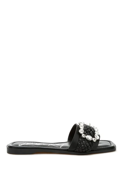 London Rag Diamante Flat Sandals in Black