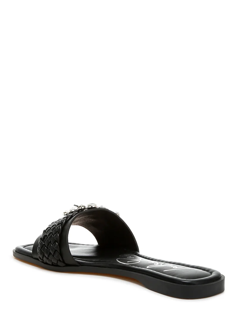 London Rag Diamante Flat Sandals in Black