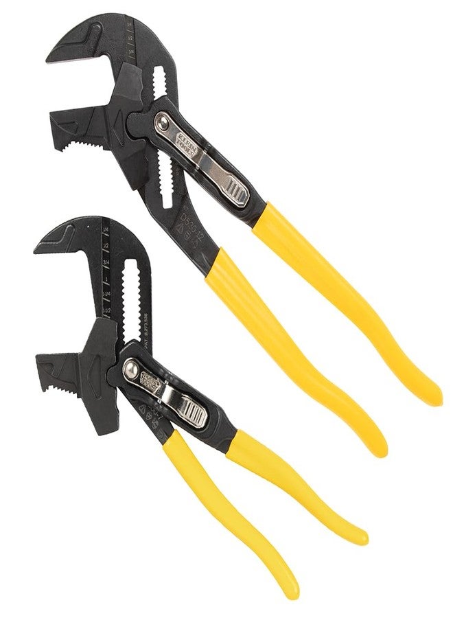 Klein Tools D53002KIT Plier Wrench Set, 2-Piece High-Leverage Pliers with Adjustable, Reversible Jaw, Smooth and Knurled Teeth, 7-Inch and 10-Inch - Image 1