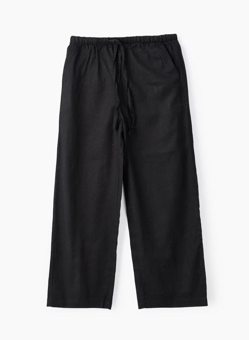 Jelliene Girls Woven Cotton Flax Relaxed Fit Pants