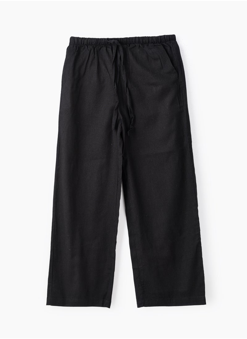 Jelliene Girls Woven Cotton Flax Relaxed Fit Pants  - Image 1