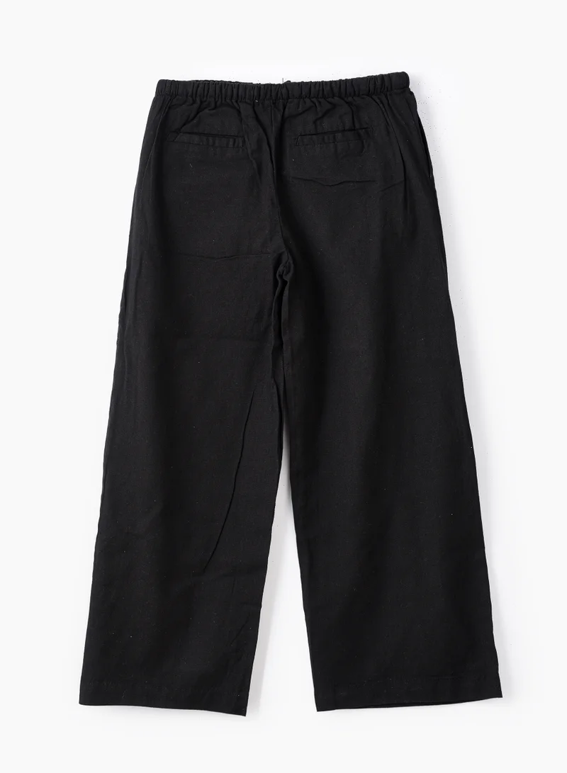 Jelliene Girls Woven Cotton Flax Relaxed Fit Pants