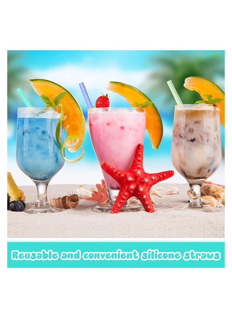 SYOSI SYOSI Reusable Silicone Straws, with Carry Case and Cleaning Brushes, Foldable Portable Drinking Straw Set, for Party Travel Cold or Hot Straw, 7 5/7 Inch Long, Light Color, 8 Sets  - Image 5