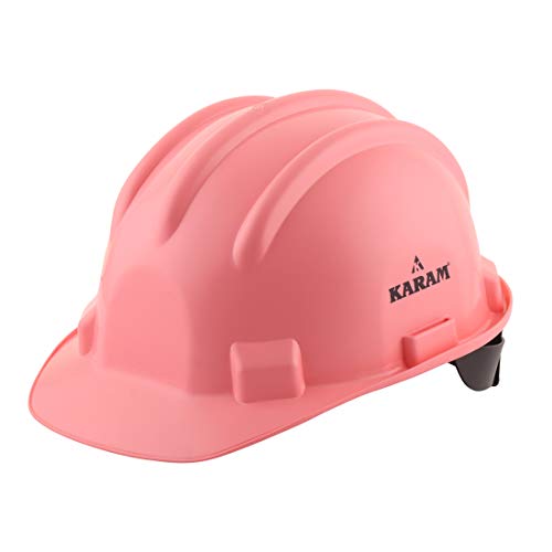 KARAM PN521 Safety Helmet for Men Construction Helmet | Ratchet Type Adjustment with Adjustable Chin Strap | Work Helmet with Side Slot for Attachment | is:2925:1984 Certified | Pink - Image 1