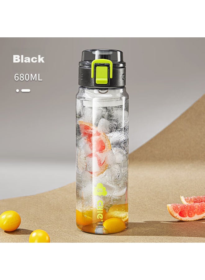 cille Xile Large Capacity Plastic Cup For Men And Women, Sports Water Bottle, Student Outdoor Portable Cup With Filter, Ink Black, 680ml - Image 5