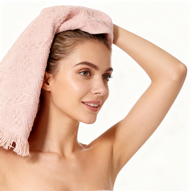 Yuomeaz 2 Pcs Pink Bathroom Hand Towels, 29 X 13 Inch Soft Cotton Light Pink Decorative Towels, Cute Boho Blush Pinks Face Towel for Bathroom, Hotel, Spa Decorative Cleaning Towel - Image 2