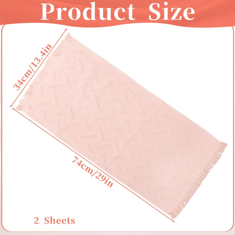 Yuomeaz 2 Pcs Pink Bathroom Hand Towels, 29 X 13 Inch Soft Cotton Light Pink Decorative Towels, Cute Boho Blush Pinks Face Towel for Bathroom, Hotel, Spa Decorative Cleaning Towel - Image 3