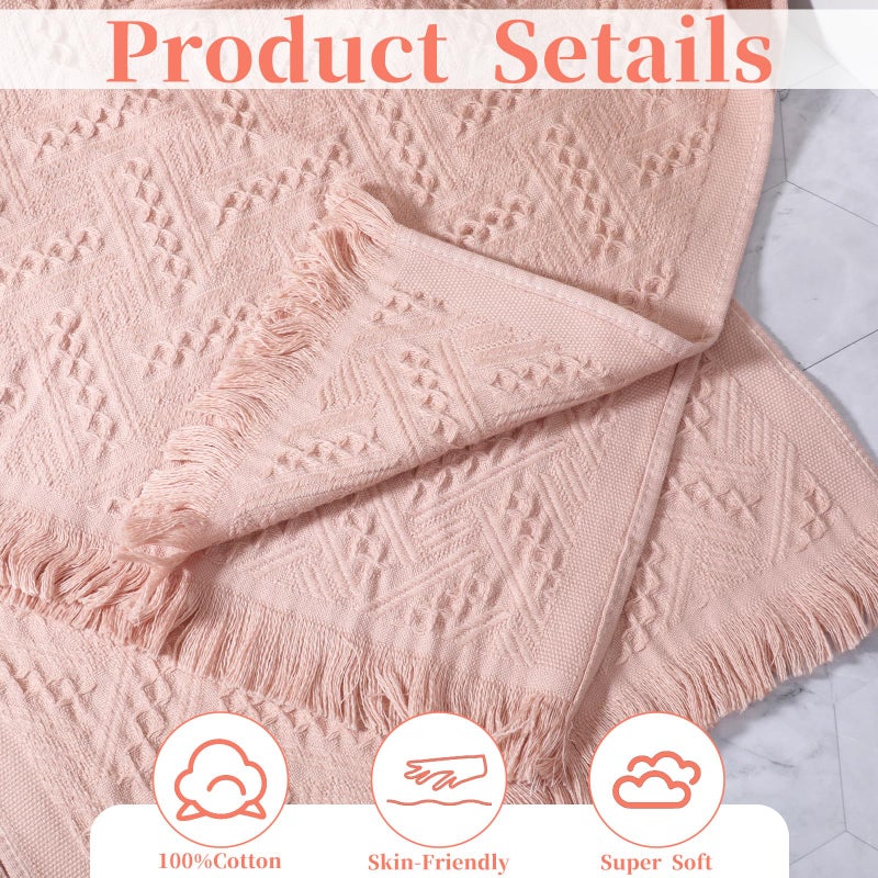 Yuomeaz 2 Pcs Pink Bathroom Hand Towels, 29 X 13 Inch Soft Cotton Light Pink Decorative Towels, Cute Boho Blush Pinks Face Towel for Bathroom, Hotel, Spa Decorative Cleaning Towel - Image 4