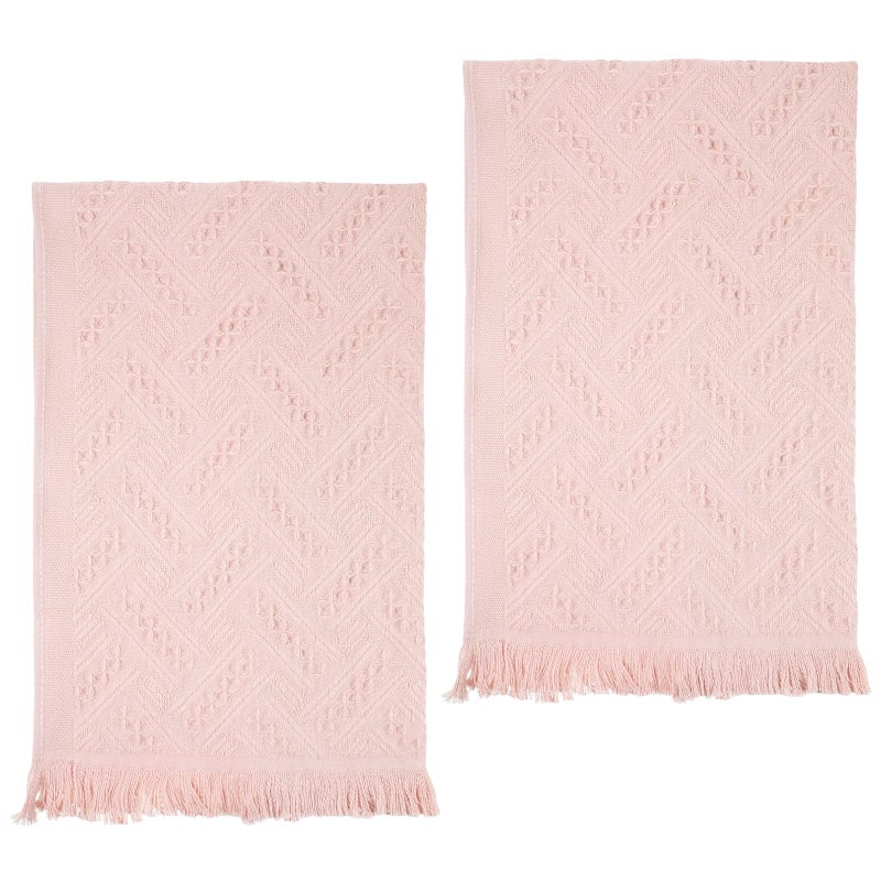 Yuomeaz 2 Pcs Pink Bathroom Hand Towels, 29 X 13 Inch Soft Cotton Light Pink Decorative Towels, Cute Boho Blush Pinks Face Towel for Bathroom, Hotel, Spa Decorative Cleaning Towel - Image 1