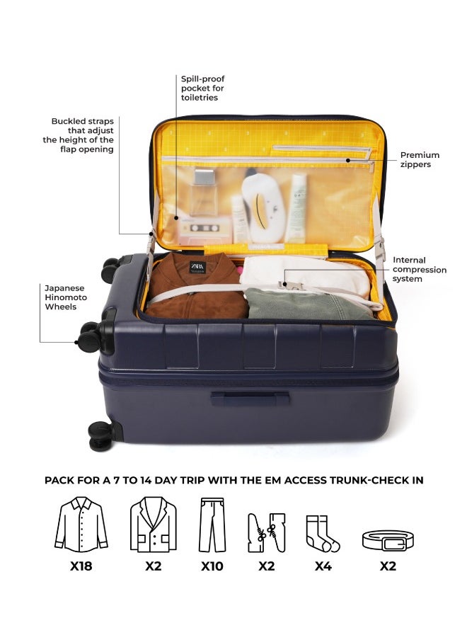 Mokobara - MOKOBARA The Em Access Check-In Trunk Luggage Polycarbonate 8 Spinner Wheel Trolly Hardsided Suitcase With Built In Tsa Lock Travel Suitcase (Blue) - Image 1