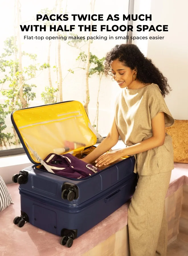 Mokobara The Em Access Check-In Trunk Luggage Polycarbonate 8 Spinner Wheel Trolly Hardsided Suitcase With Built In Tsa Lock Travel Suitcase (Blue)