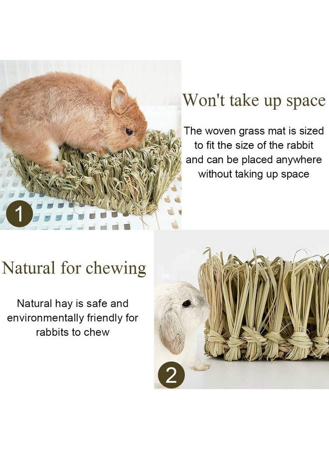 Hamiledyi Rabbit Grass Bed,Bunny Natural Straw Woven Mat,Guinea Pig Hay Mat Chew Mat for Rabbit Guinea Pig Chinchilla Squirrel Hedgehog(10.6x7.5x3.5inches) - Image 3