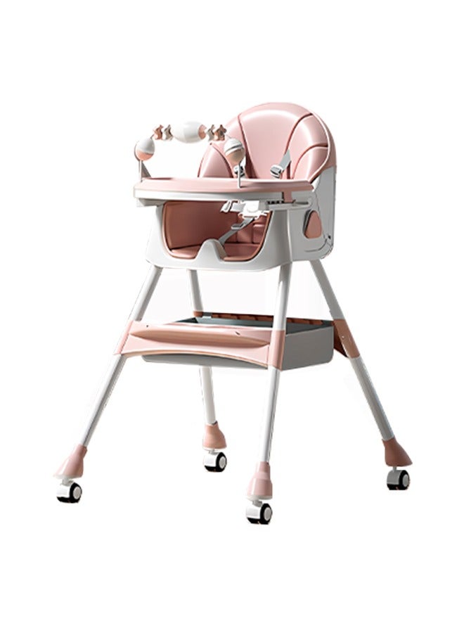 Folding Baby High Chair, Non-Slip Baby Dining Chair, Adjustable Height Angle, Bottom Large Capacity Storage Bag for Store Toys, Bottles, Bibs - Image 1