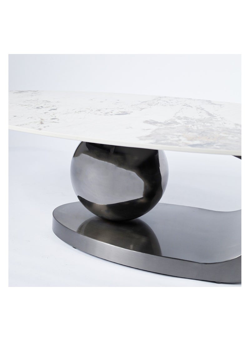 AWD Luxury Style Round Oval Coffee Table Combination in Marble Top, Stainless Steel Center Coffee Table, High End Living room Table, Houshold Home Decoration Centerpiece. - Image 2