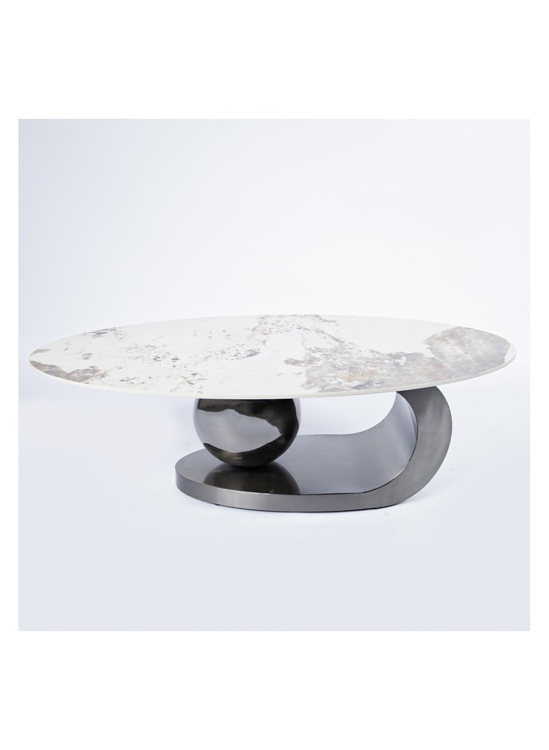 AWD Luxury Style Round Oval Coffee Table Combination in Marble Top, Stainless Steel Center Coffee Table, High End Living room Table, Houshold Home Decoration Centerpiece. - Image 3