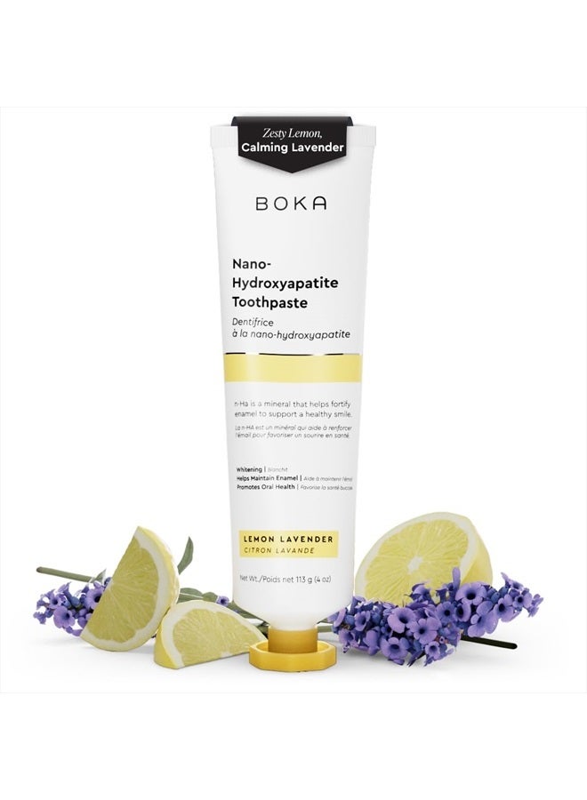 BOKA Fluoride Free Toothpaste- Nano Hydroxyapatite, Remineralizing, Sensitive Teeth, Whitening - Dentist Recommended for Adult, Kids Oral Care- Lemon Lavender Flavor, 4 Fl Oz 1Pk US Manufactured - Image 1