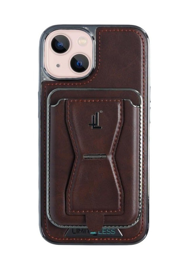ليمتليس جراب جلدي لهاتف iPhone 14 مع حامل بطاقات قابل للفصل وحامل، واقي خلفي نحيف، غطاء جلدي ناعم الملمس، فتحات الشعار، جراب خلفي كامل مضاد للخدش ومضاد للصدمات، بني غامق - Image 1