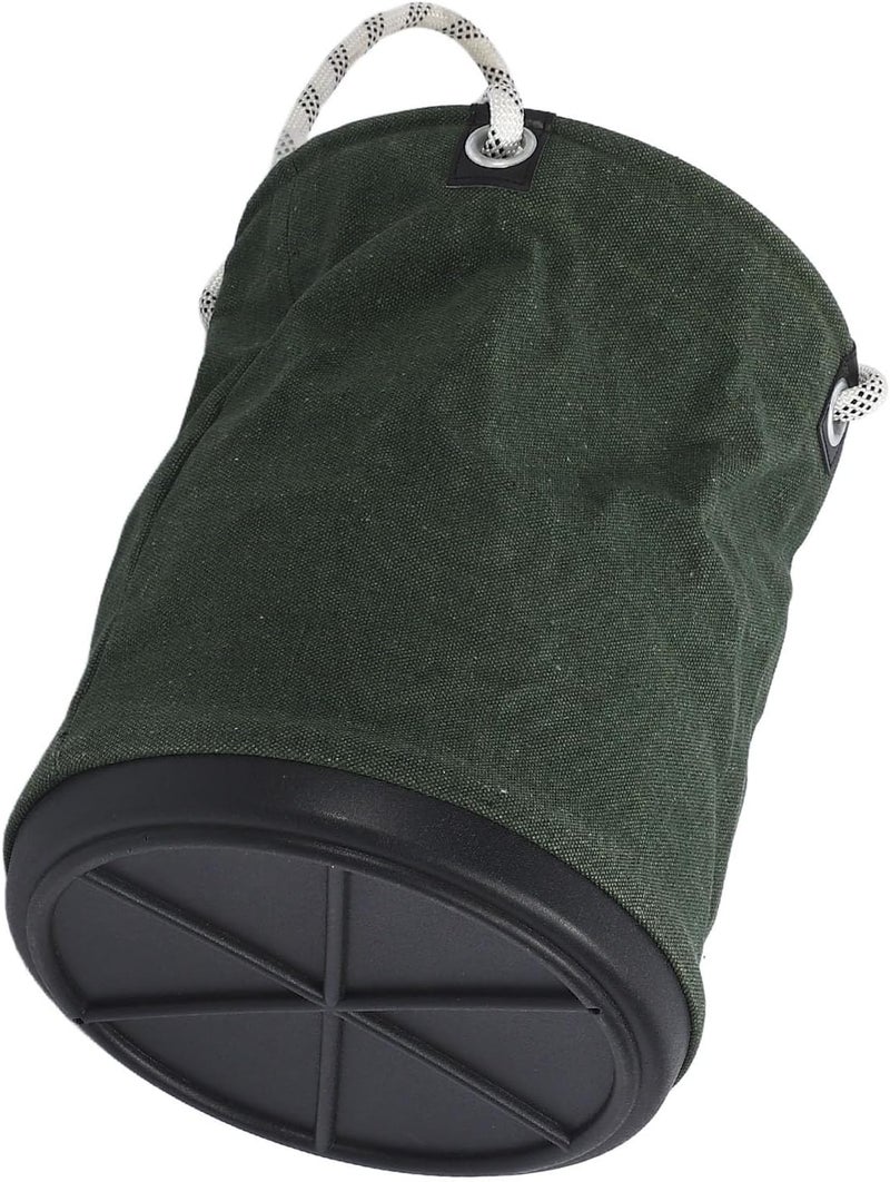 Canvas Bucket 40x30cm with Plastic Base – 30KG Load Bearing Foldable Tool Organizer for Construction and Maintenance Work (Green) - Image 2