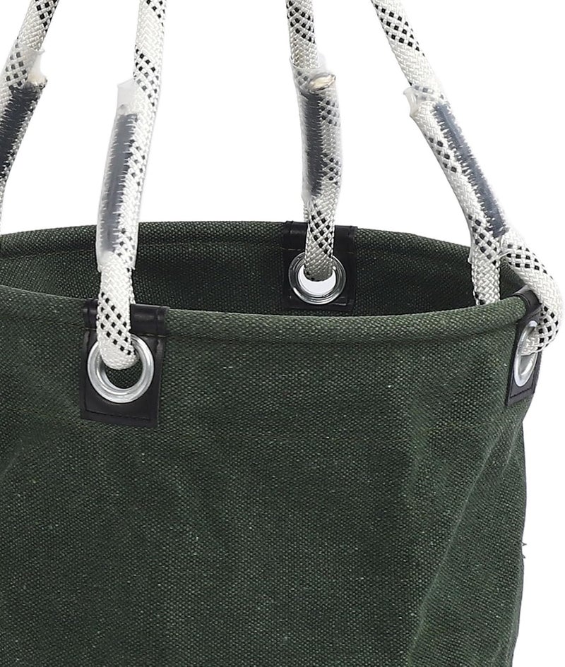 Canvas Bucket 40x30cm with Plastic Base – 30KG Load Bearing Foldable Tool Organizer for Construction and Maintenance Work (Green) - Image 1