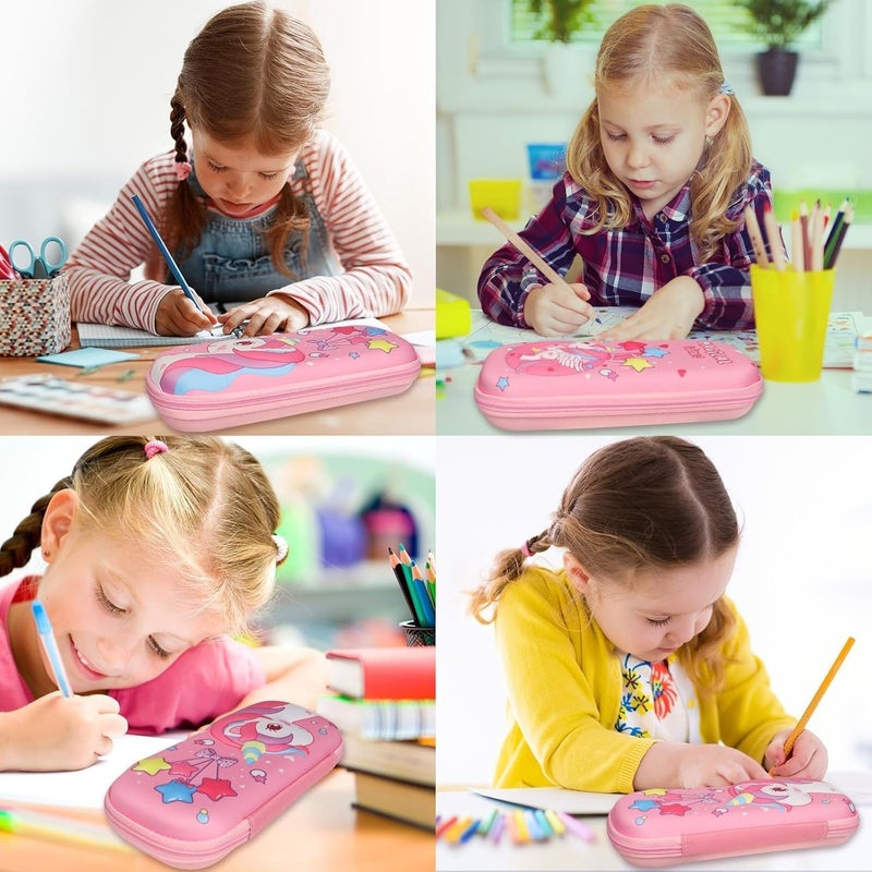 KHAMOSH TRADERS ™ Pencil Pouch for Kids,Compass School Pouch Premium Stylish Pen Holder Pouch Stationery Box Pencil Pouch Bag (Pink) - Image 3
