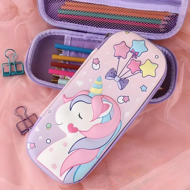 KHAMOSH TRADERS ™ Pencil Pouch for Kids,Compass School Pouch Premium Stylish Pen Holder Pouch Stationery Box Pencil Pouch Bag (Pink) - Image 2