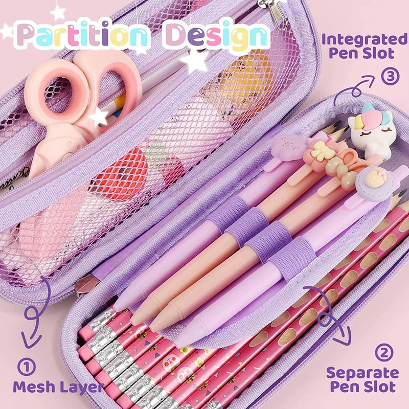 KHAMOSH TRADERS ™ Pencil Pouch for Kids,Compass School Pouch Premium Stylish Pen Holder Pouch Stationery Box Pencil Pouch Bag (Pink) - Image 5