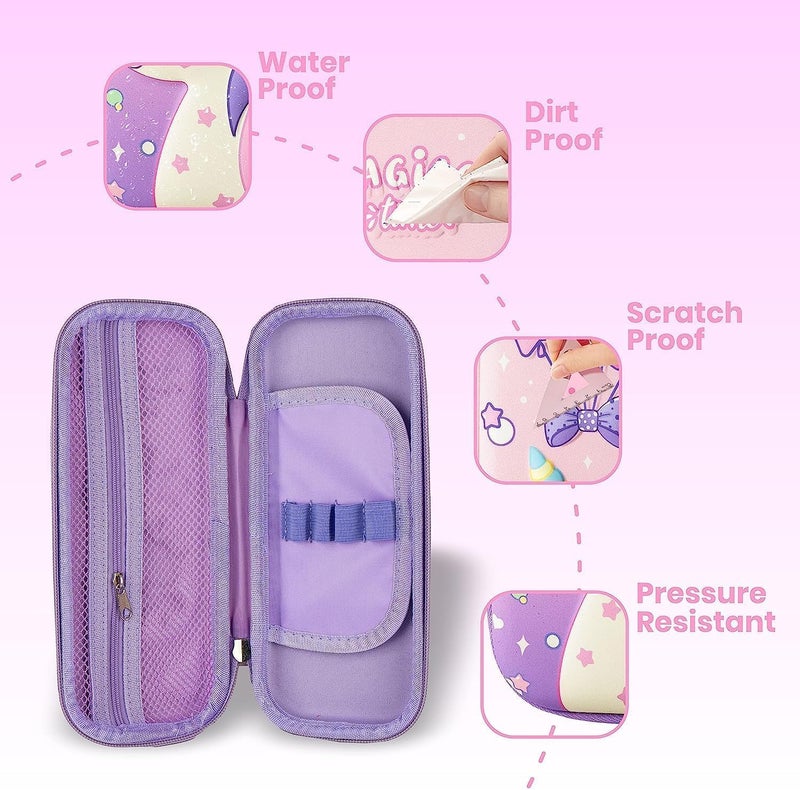 KHAMOSH TRADERS ™ Pencil Pouch for Kids,Compass School Pouch Premium Stylish Pen Holder Pouch Stationery Box Pencil Pouch Bag (Pink) - Image 4